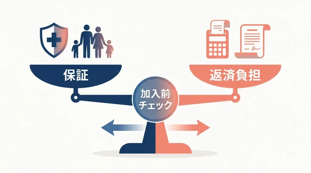 八十二長野銀行マイカーローンのガン団信で確認する保障と返済負担の図解