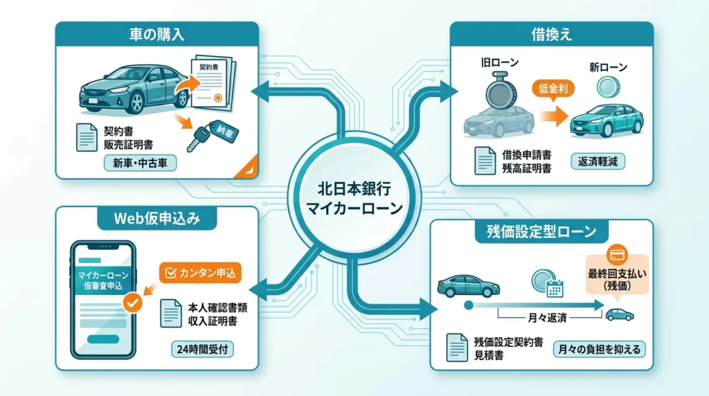北日本銀行マイカーローンの購入と借換の確認ポイント