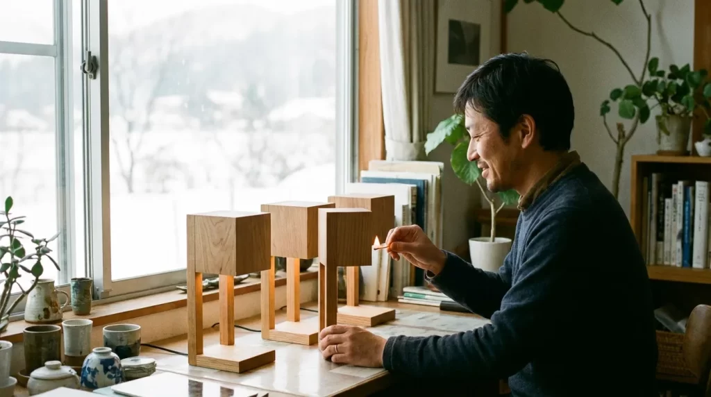 インターネット申込・再利用・カードローン契約などの優遇条件を3つのランプで表現する日本人男性