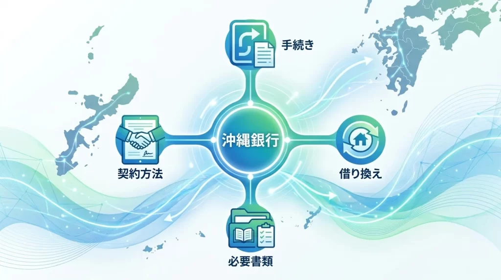 沖縄銀行マイカーローンと近隣地域のマイカーローンを比較する観点を示した図解